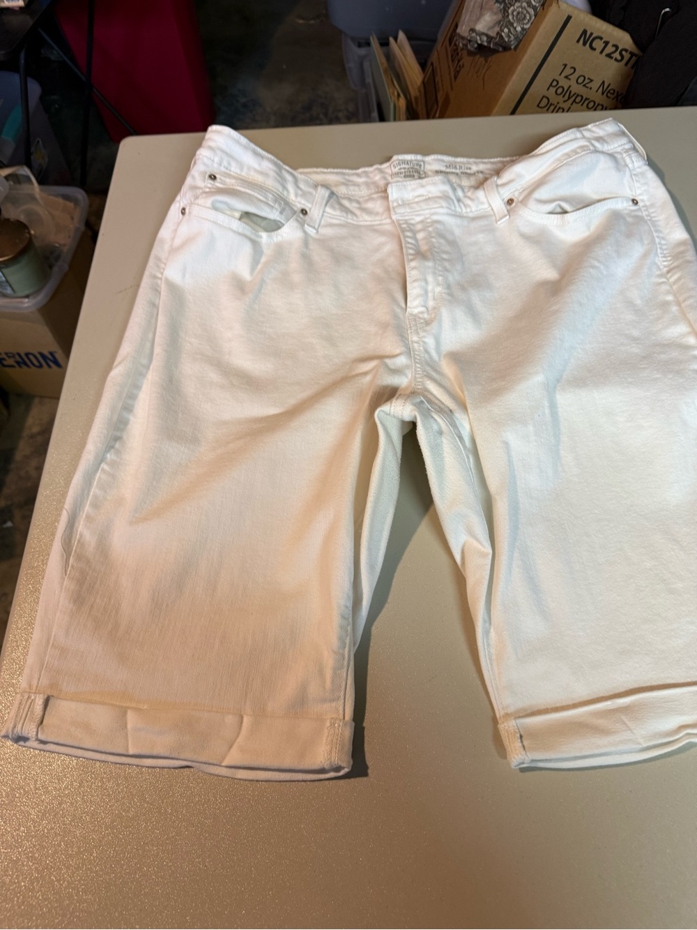 Signature by Levi Strauss White Rolled-Hem Denim Shorts